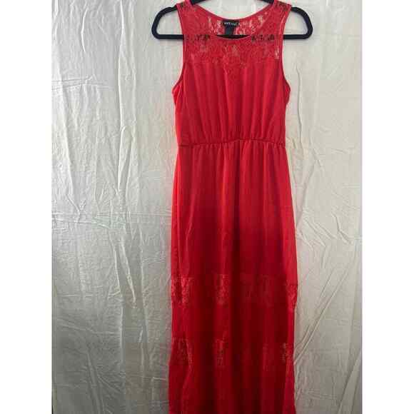 Y2k Wet Seal Lace Dress Red Boho Chic Maxi Dress Size Large Bodycon - Picture 1 of 10